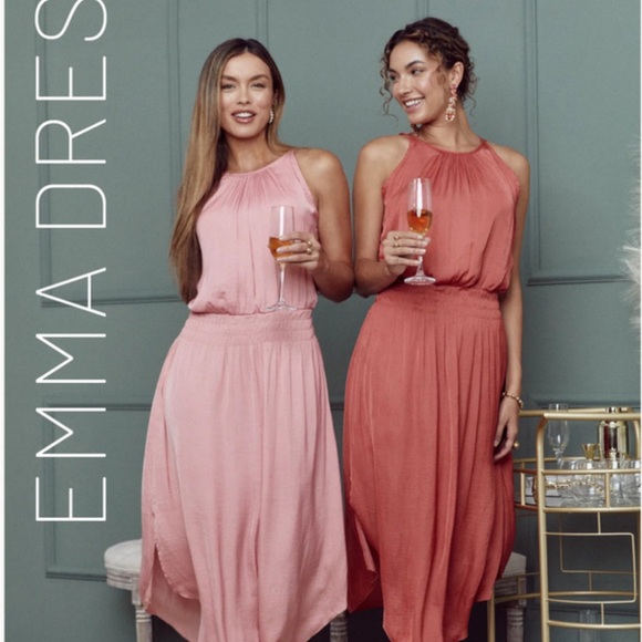 Shebird Emma Dress in Rose Satin - Picture 2 of 6
